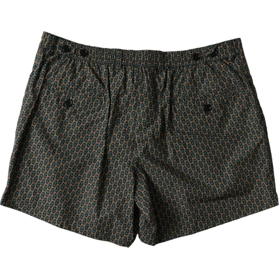 Dolce &amp; Gabbana Braun gemusterte Beachwear Badeshorts Bademode