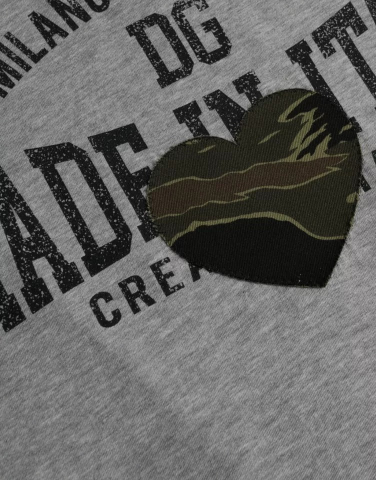 T-shirt col rond en coton gris à imprimé graphique Dolce &amp; Gabbana