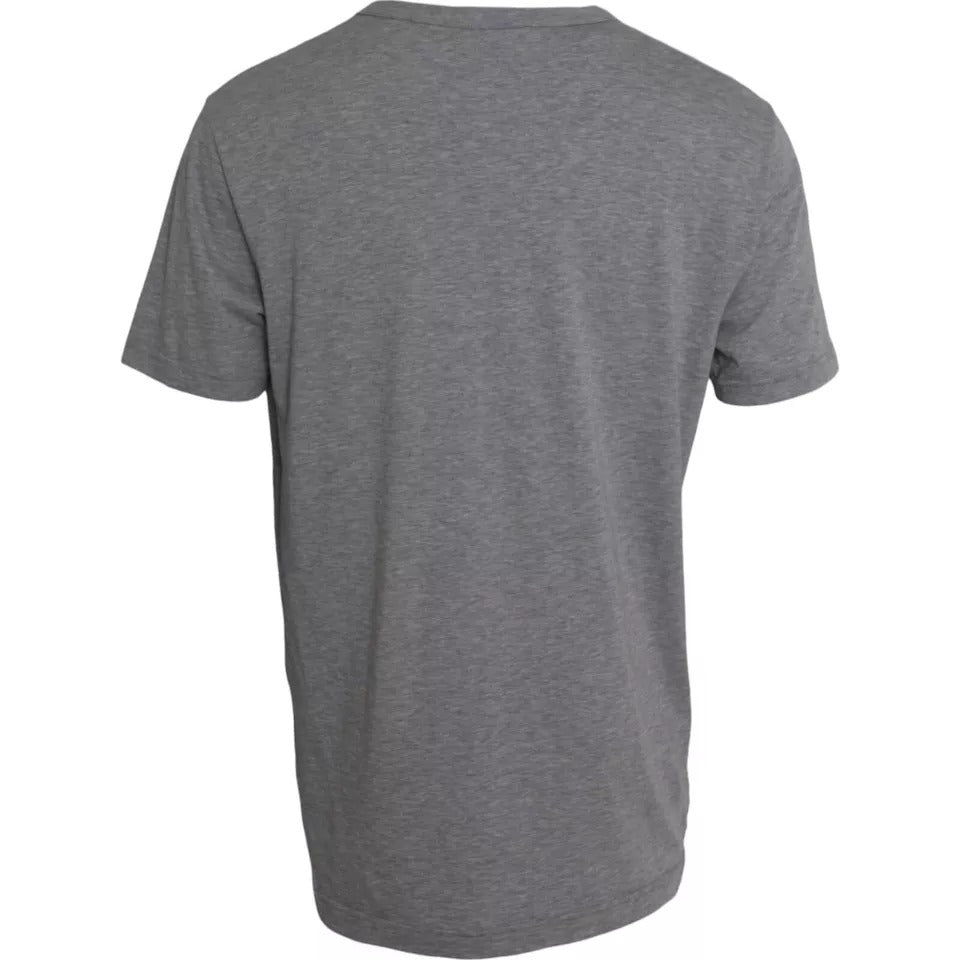 T-shirt col rond en coton gris à imprimé graphique Dolce &amp; Gabbana