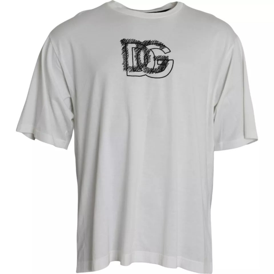 T-shirt à manches courtes et col rond avec logo blanc Dolce &amp; Gabbana