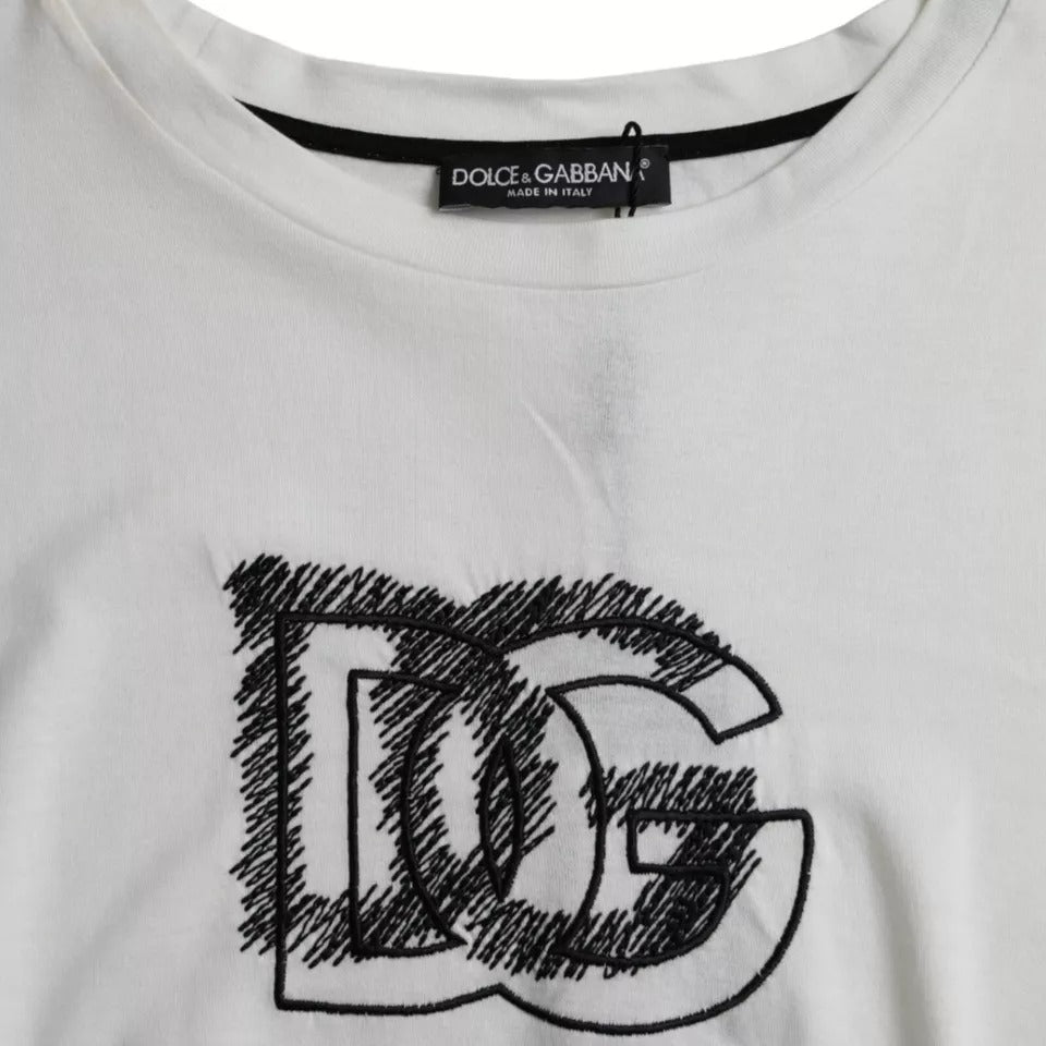 T-shirt à manches courtes et col rond avec logo blanc Dolce &amp; Gabbana