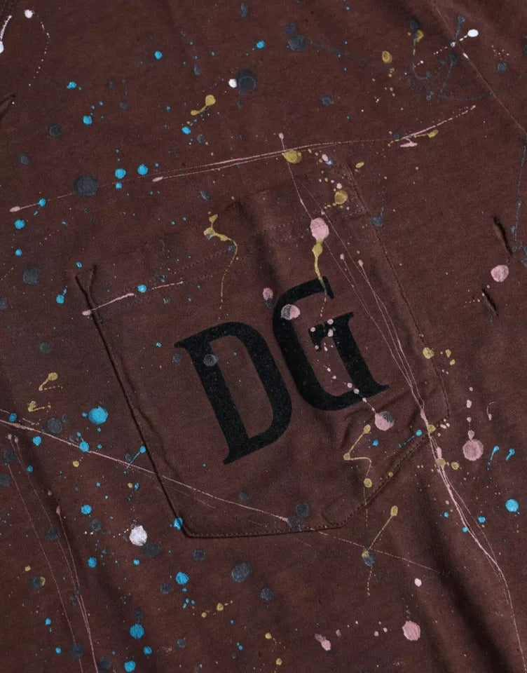 T-shirt ras du cou en coton marron Dolce &amp; Gabbana