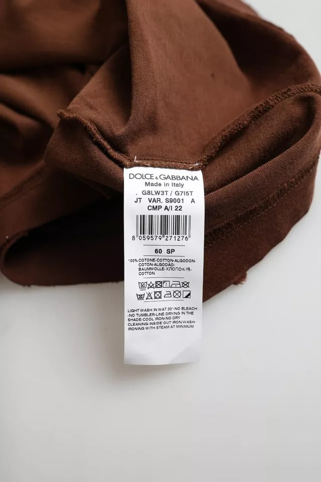 T-shirt ras du cou en coton marron Dolce &amp; Gabbana