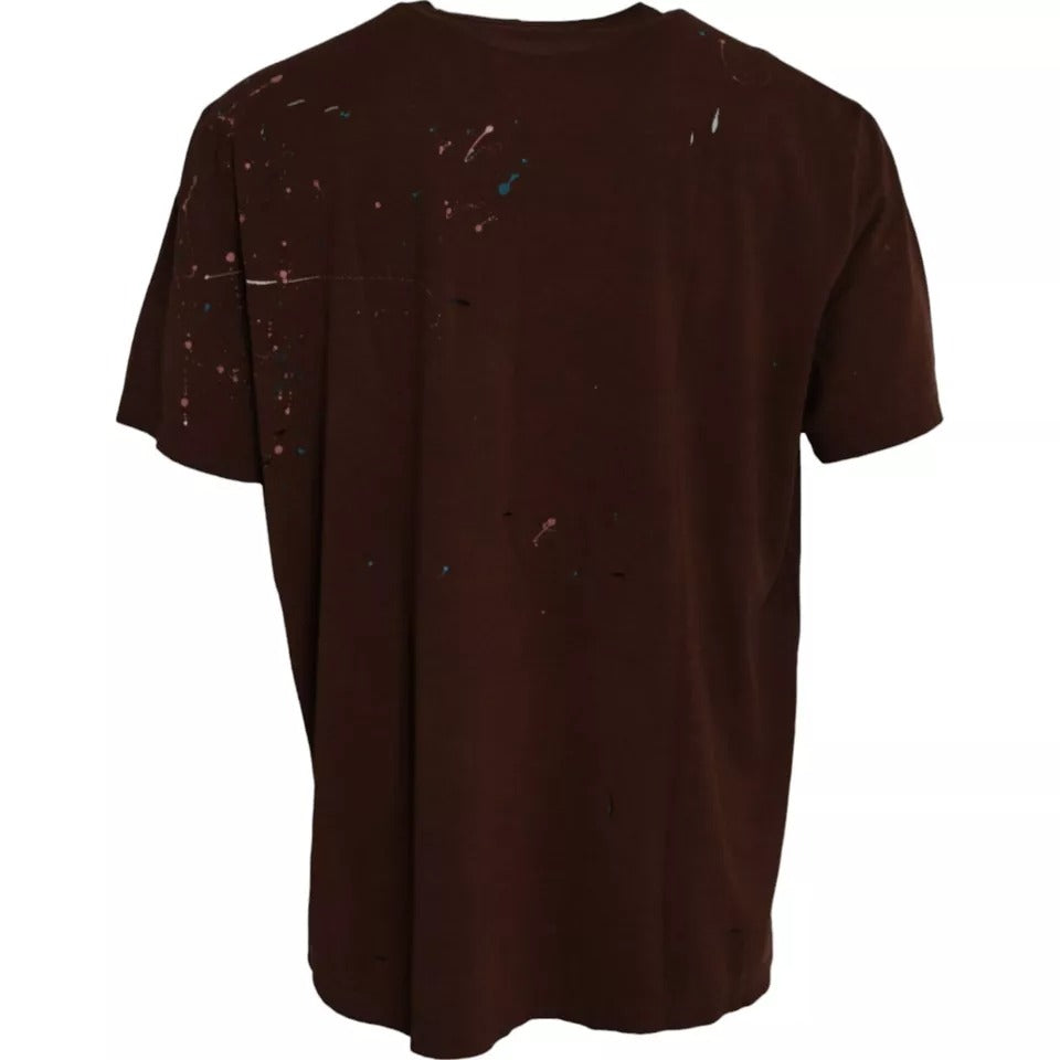 T-shirt ras du cou en coton marron Dolce &amp; Gabbana