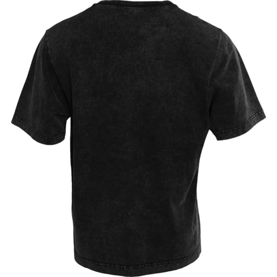 T-shirt ras du cou en coton noir avec logo imprimé Dolce &amp; Gabbana pour homme