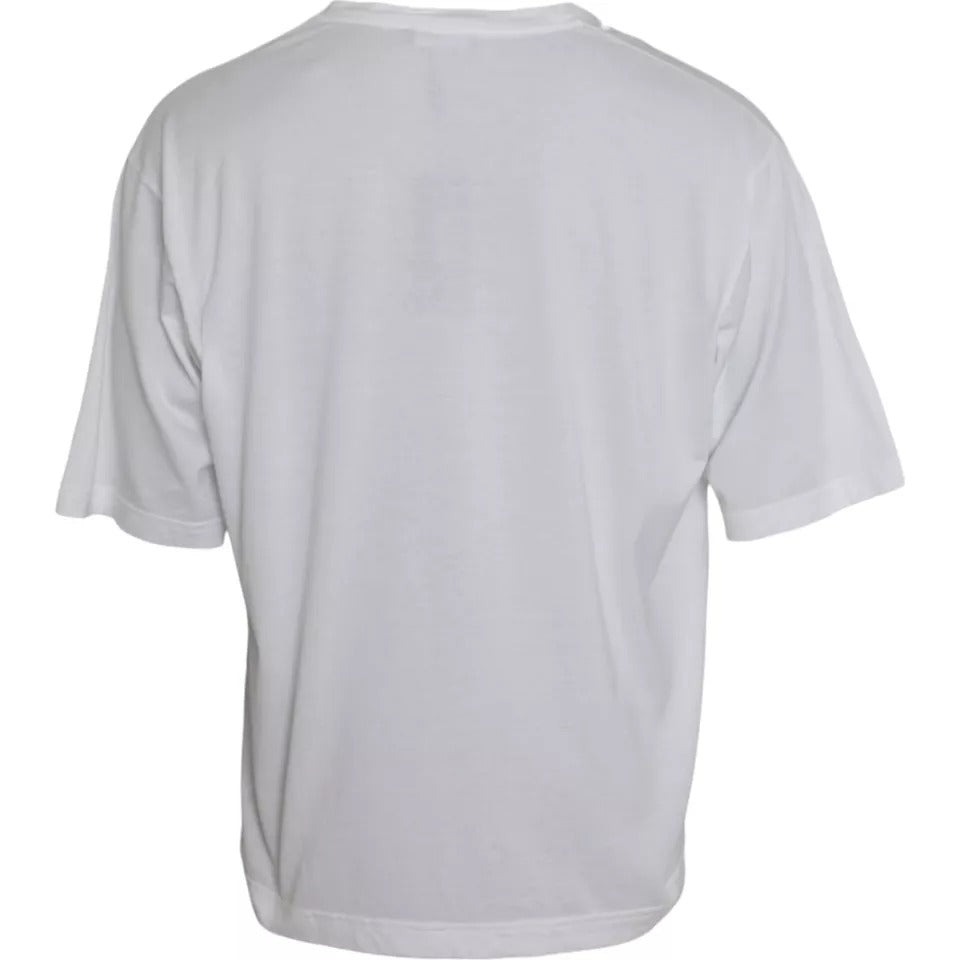 T-shirt à manches courtes et col rond en coton blanc Dolce &amp; Gabbana