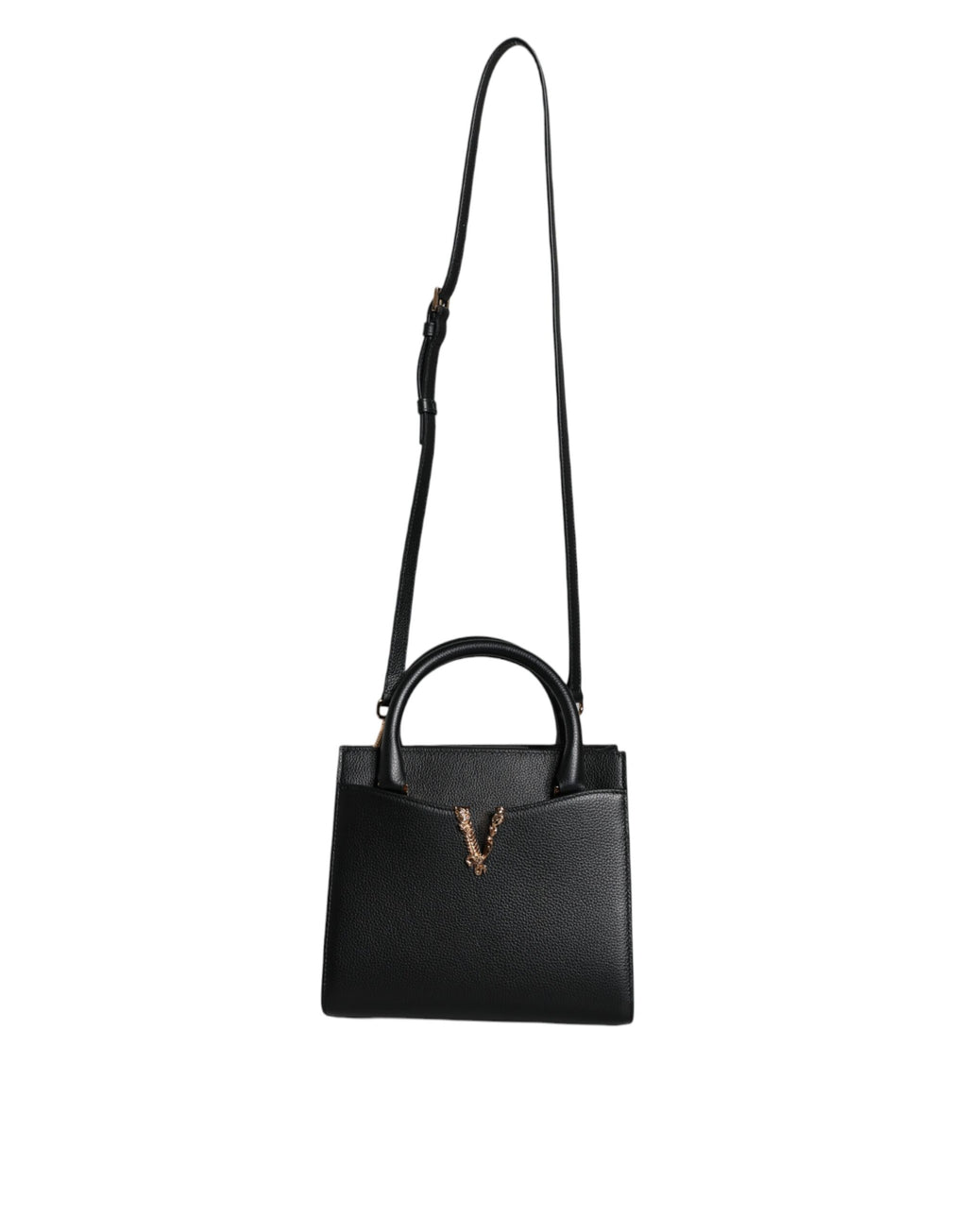 Versace – Kleine Umhängetasche aus schwarzem Leder mit Henkel