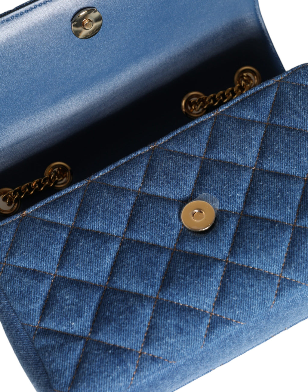 Sac bandoulière en cuir denim matelassé bleu Versace