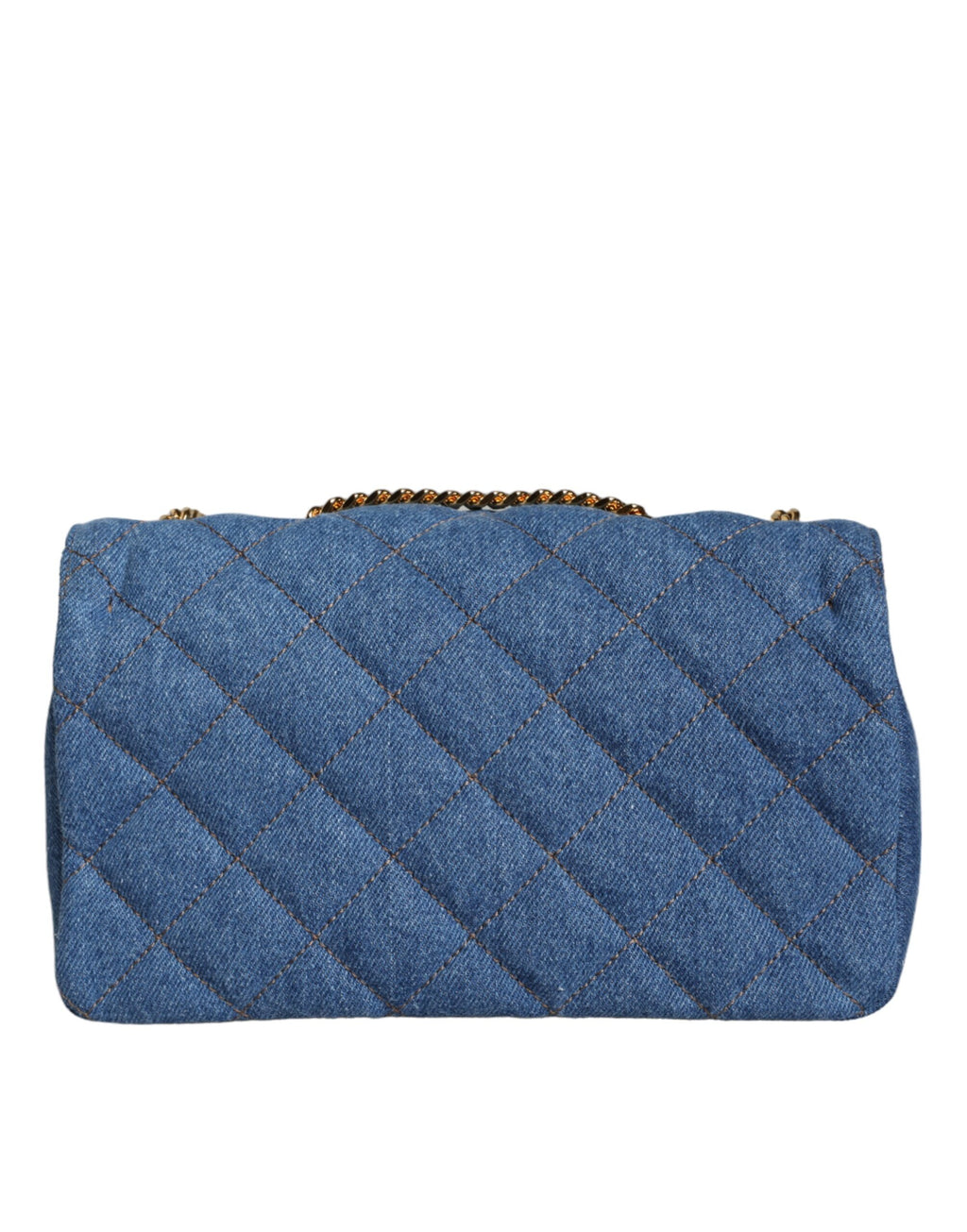 Sac bandoulière en cuir denim matelassé bleu Versace