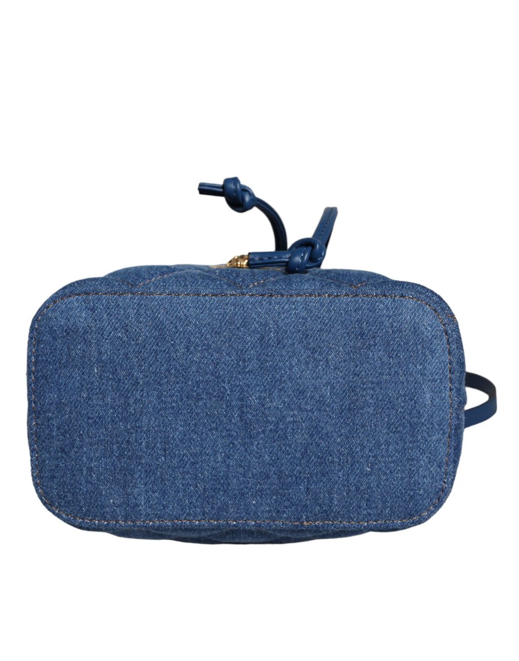 Sac bandoulière en cuir denim matelassé bleu Versace