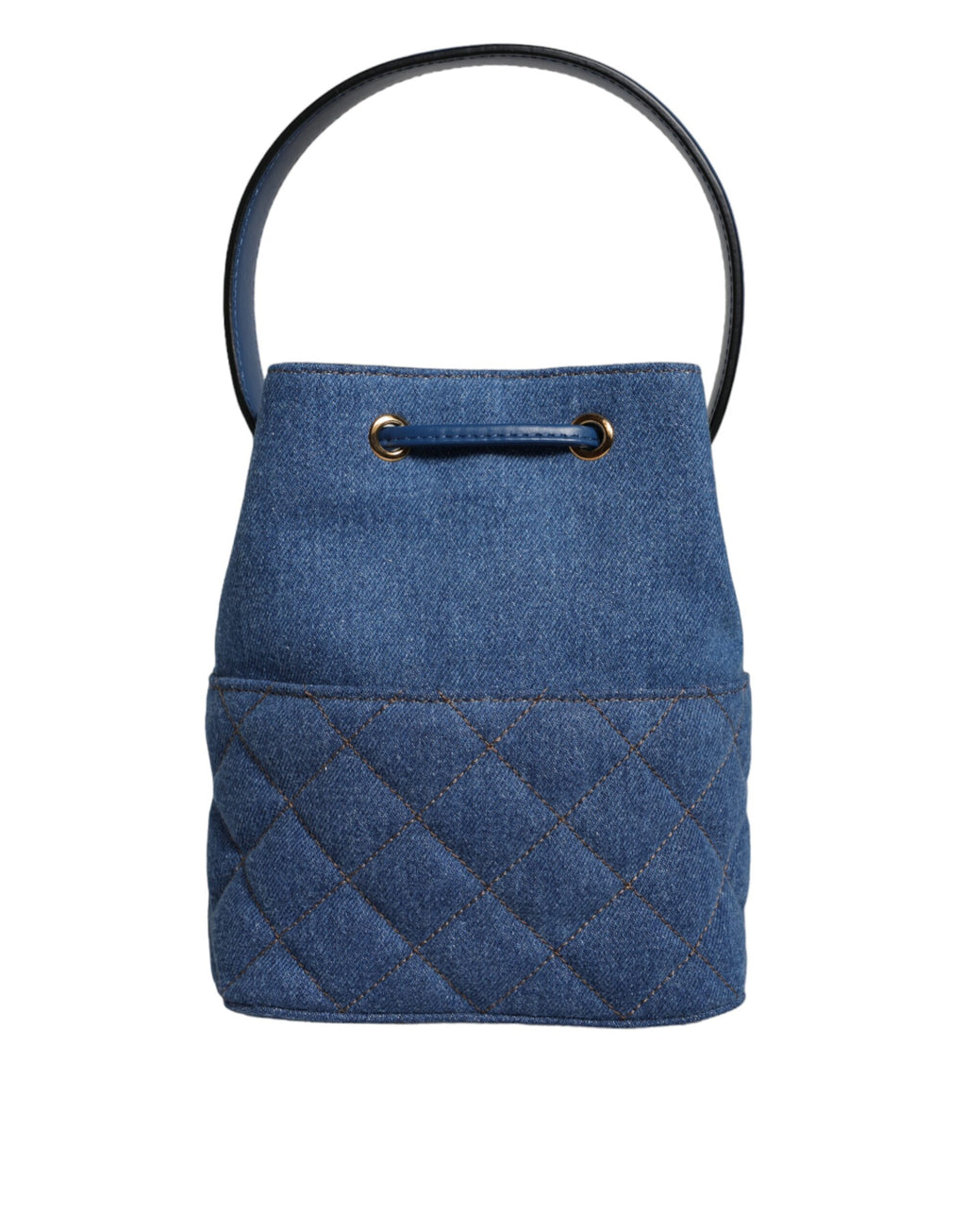 Sac bandoulière en cuir denim matelassé bleu Versace