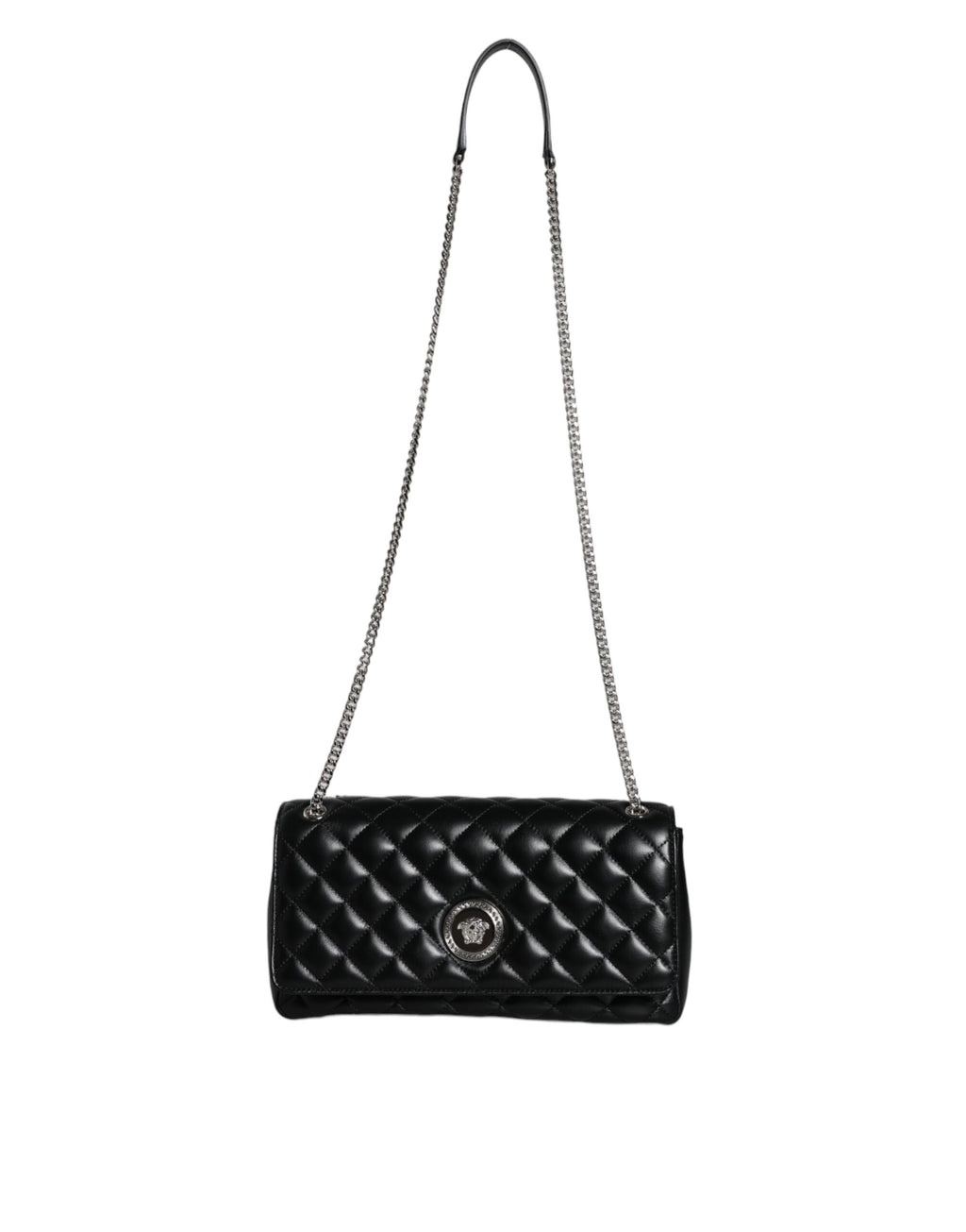 Sac bandoulière Versace en cuir d'agneau matelassé noir