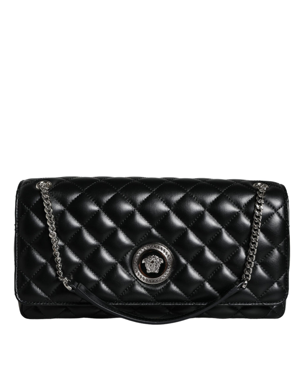 Sac bandoulière Versace en cuir d'agneau matelassé noir
