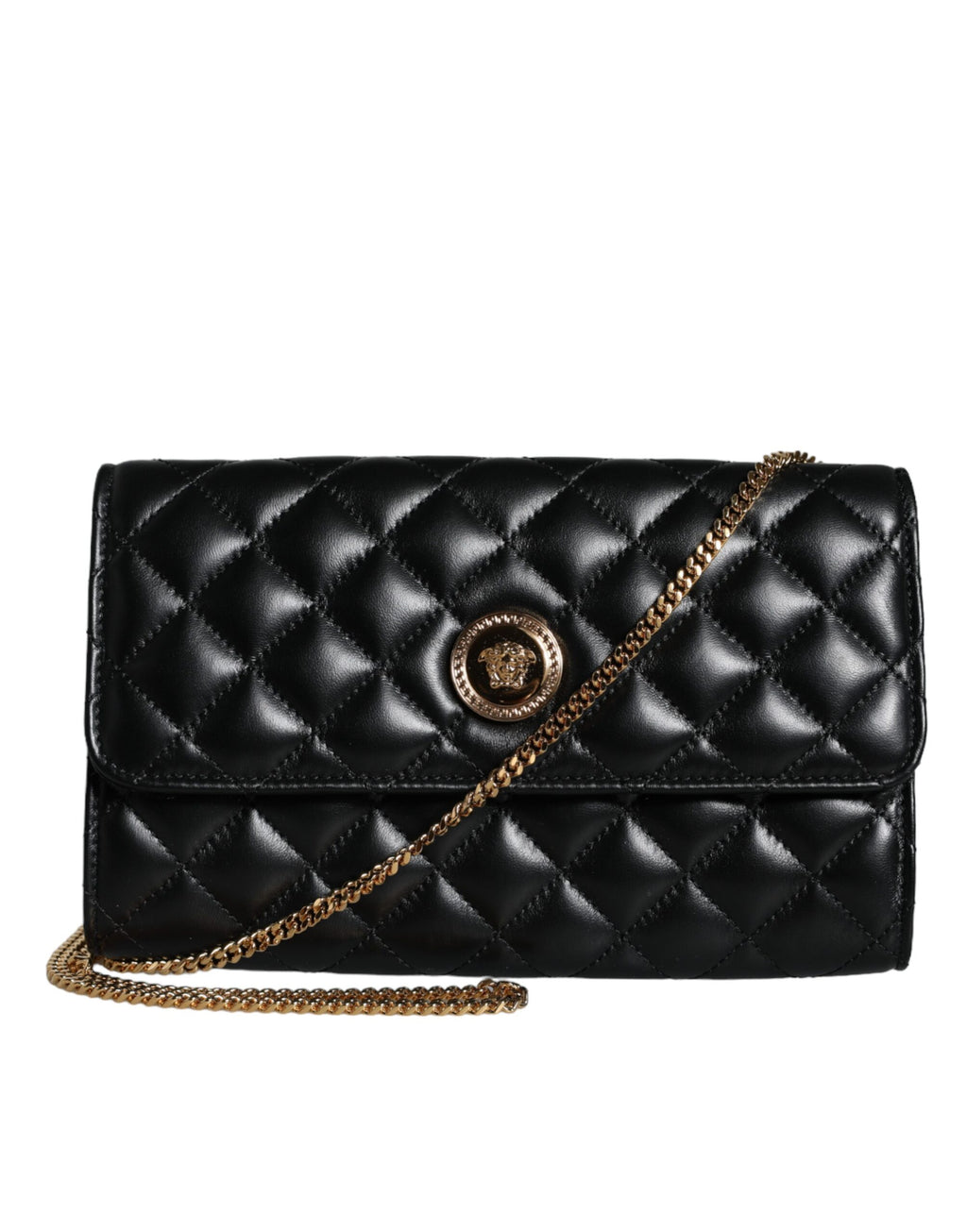 Sac bandoulière Versace en cuir nappa matelassé noir