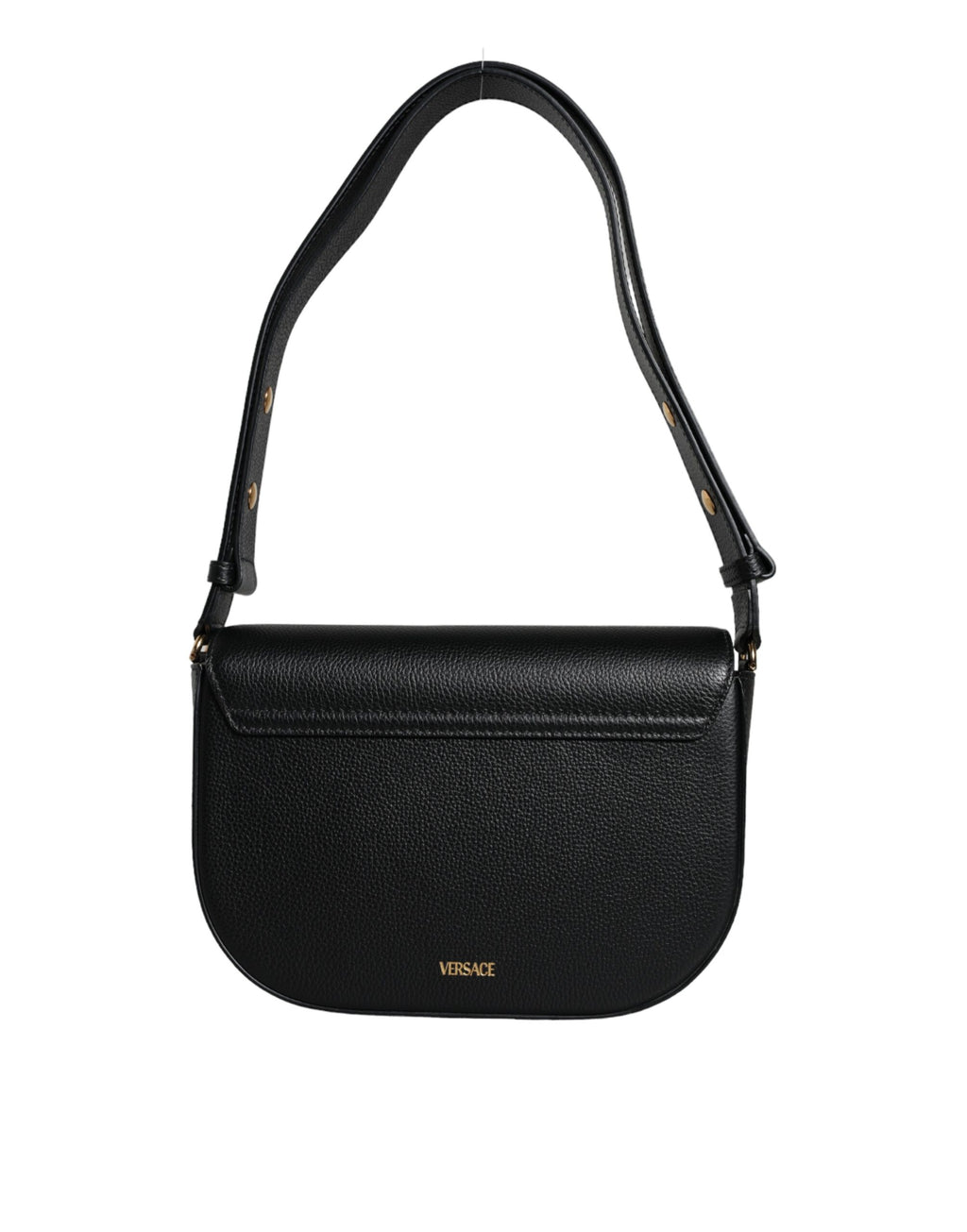 Sac bandoulière Versace en cuir de veau grainé noir avec logo