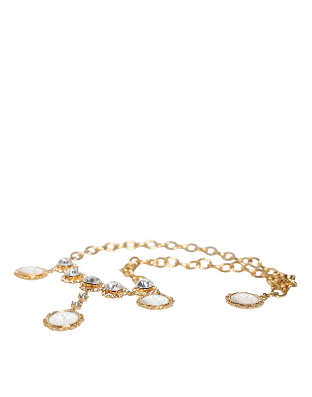 Collier Dolce &amp; Gabbana avec chaîne en or, horloge en laiton et cristal