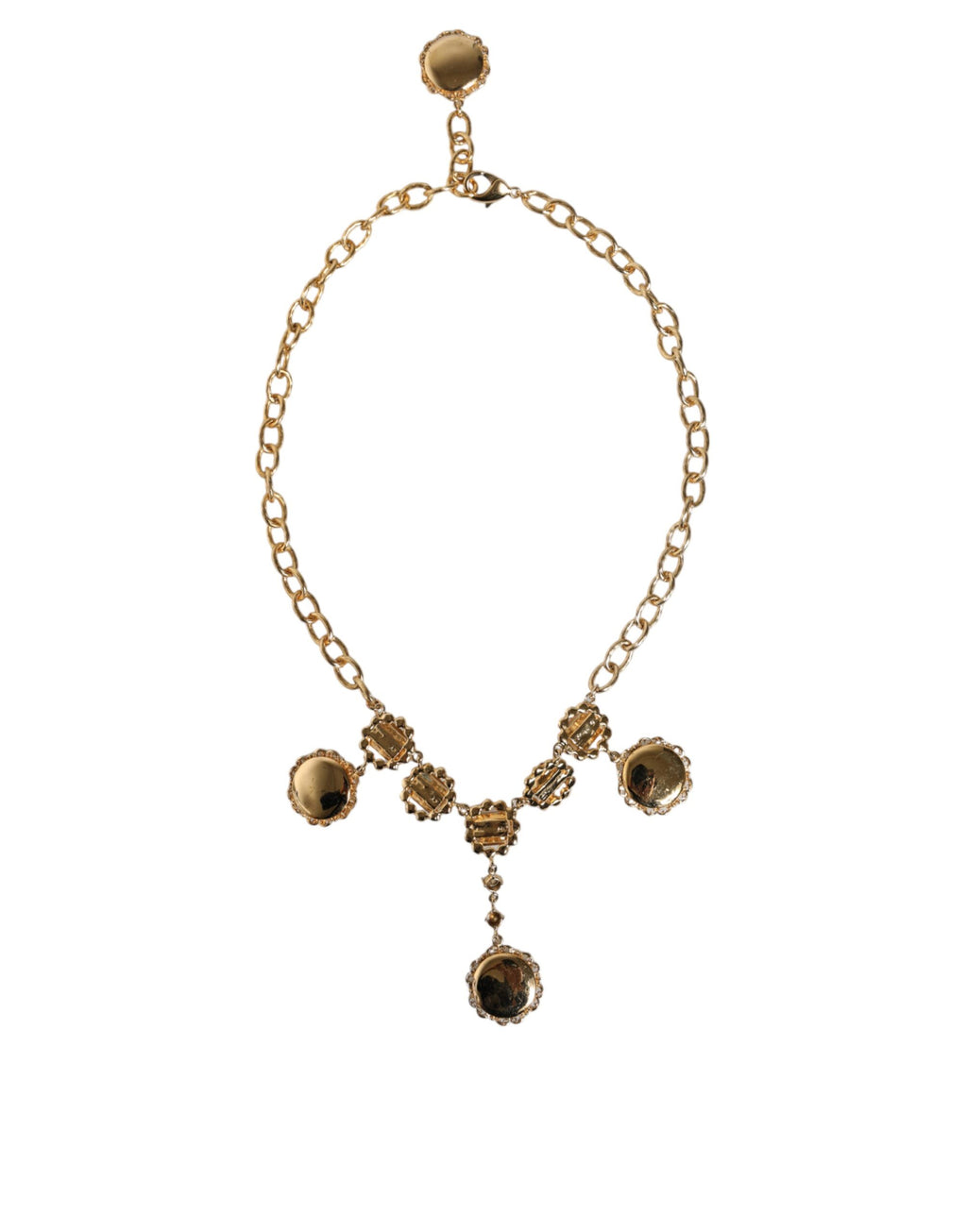 Collier Dolce &amp; Gabbana avec chaîne en or, horloge en laiton et cristal