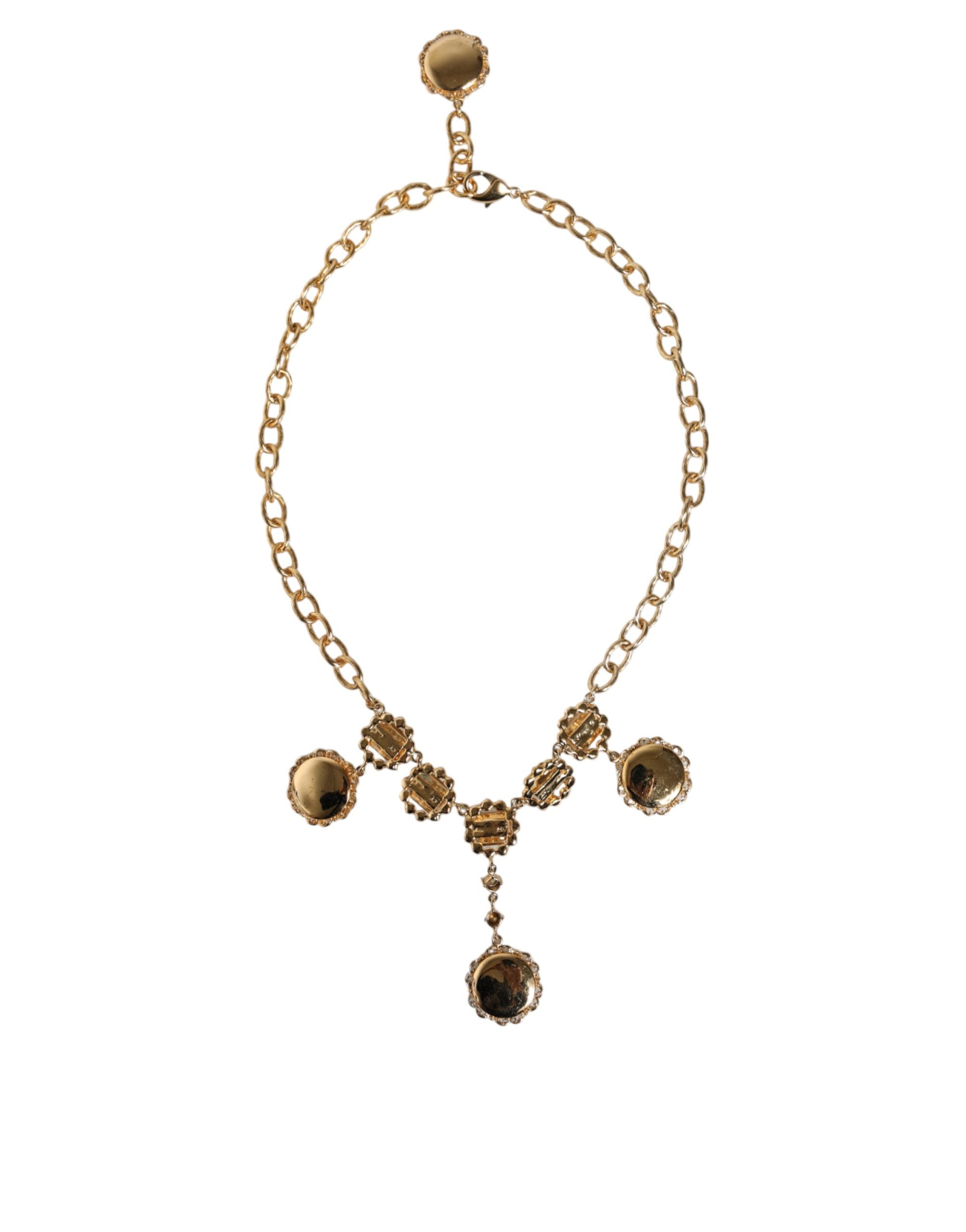 Collier Dolce &amp; Gabbana avec chaîne en or, horloge en laiton et cristal