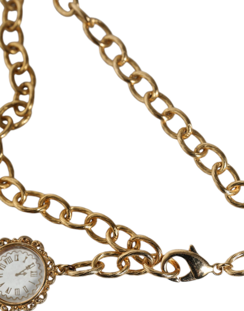 Collier Dolce &amp; Gabbana avec chaîne en or, horloge en laiton et cristal