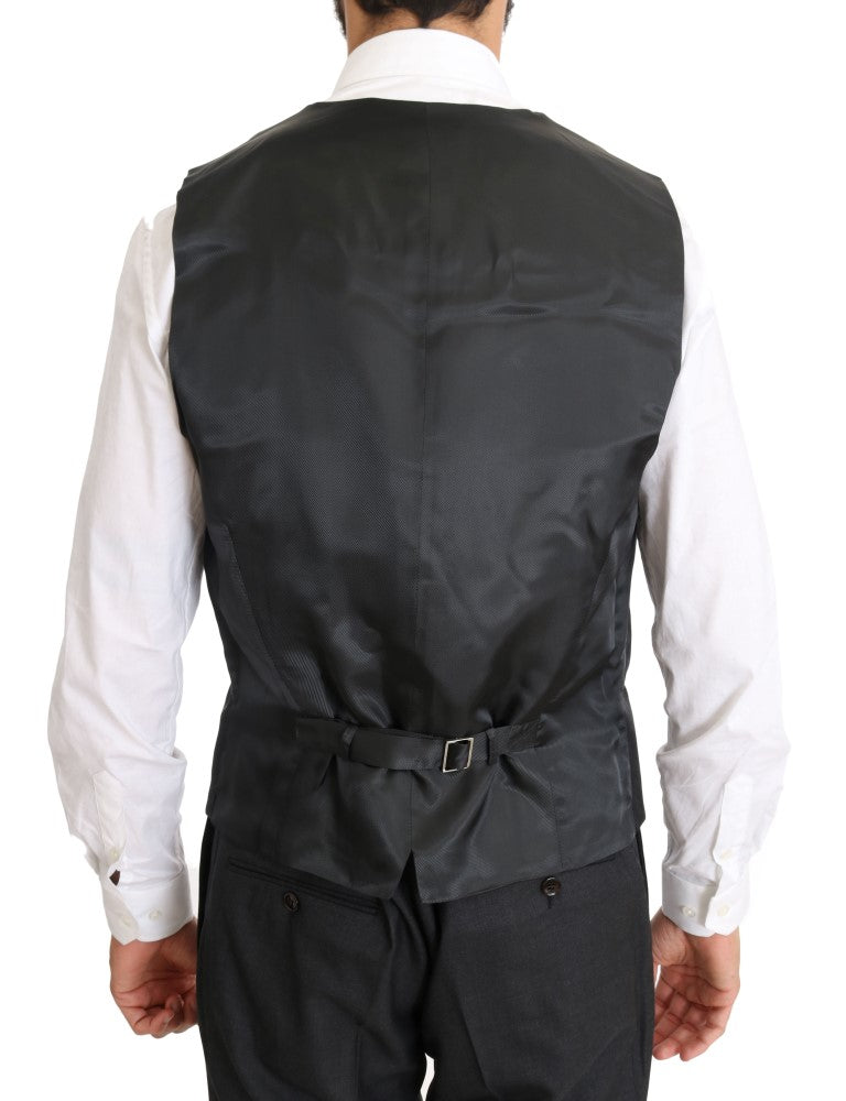 Dolce &amp; Gabbana Eleganter grauer zweireihiger Anzug aus Wolle und Seide