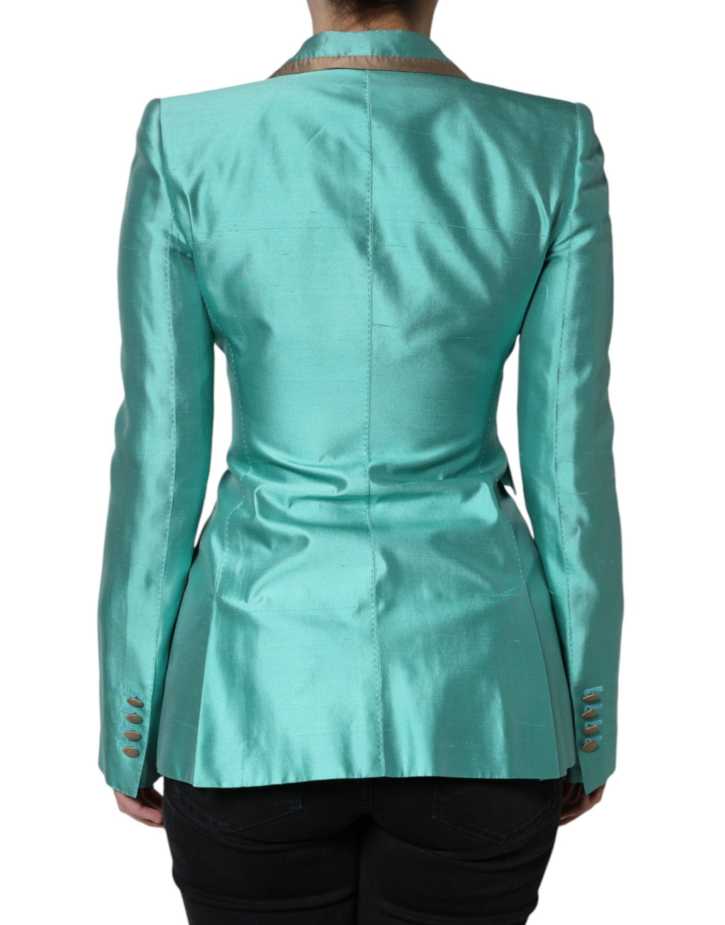 Veste blazer à simple boutonnage vert métallisé Dolce &amp; Gabbana