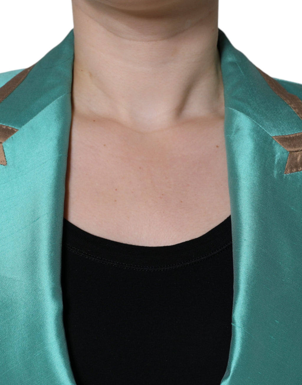 Veste blazer à simple boutonnage vert métallisé Dolce &amp; Gabbana