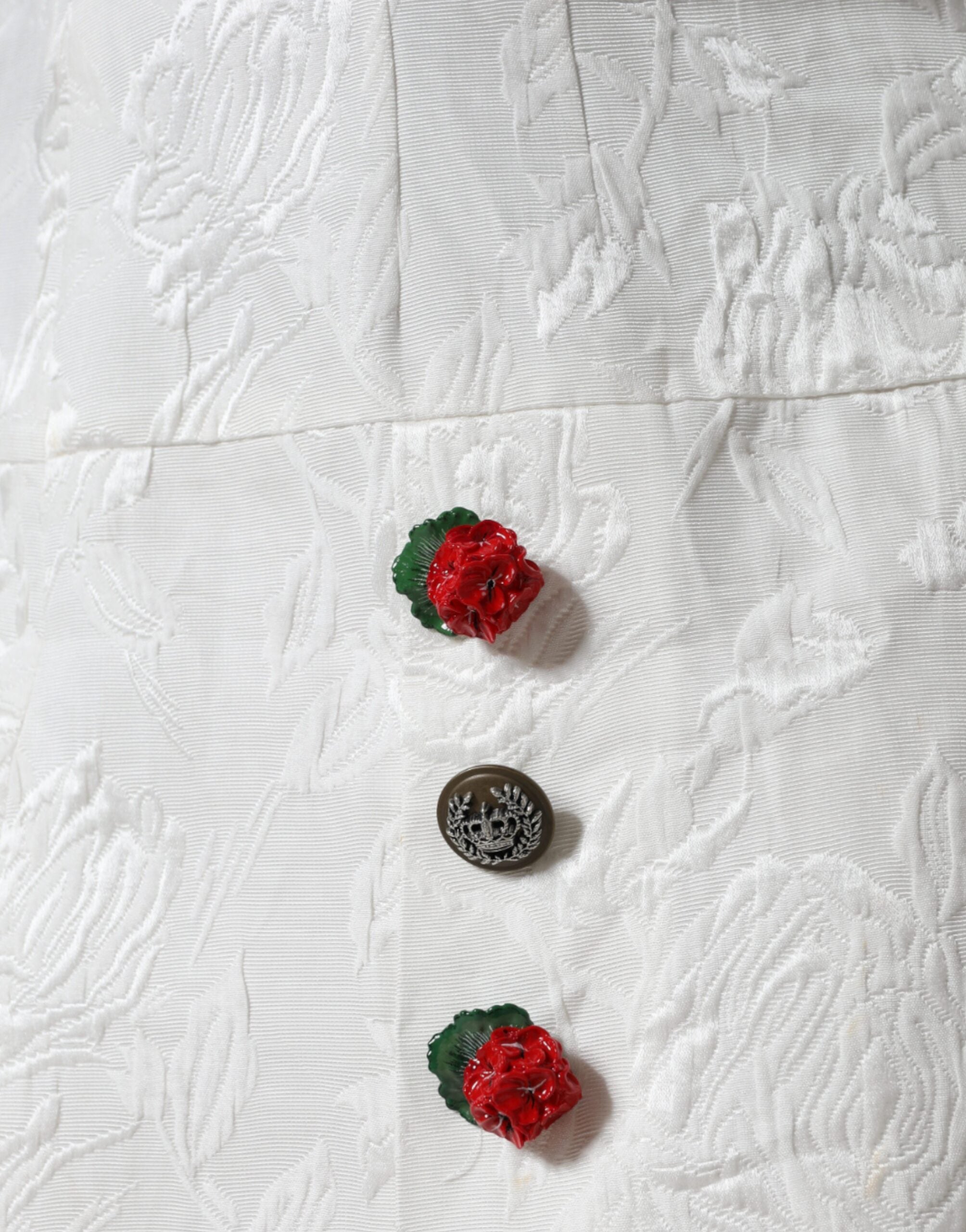 Mini-jupe à ornements en brocart floral blanc Dolce &amp; Gabbana