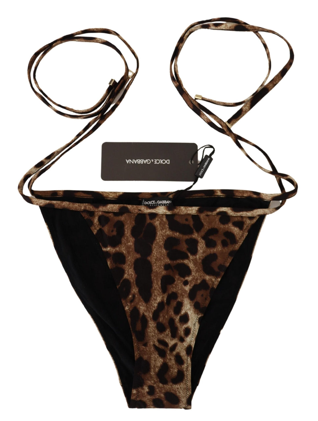 Dolce &amp; Gabbana – Brauner Badeanzug mit Leopardenmuster, Bademode, Bikinihose