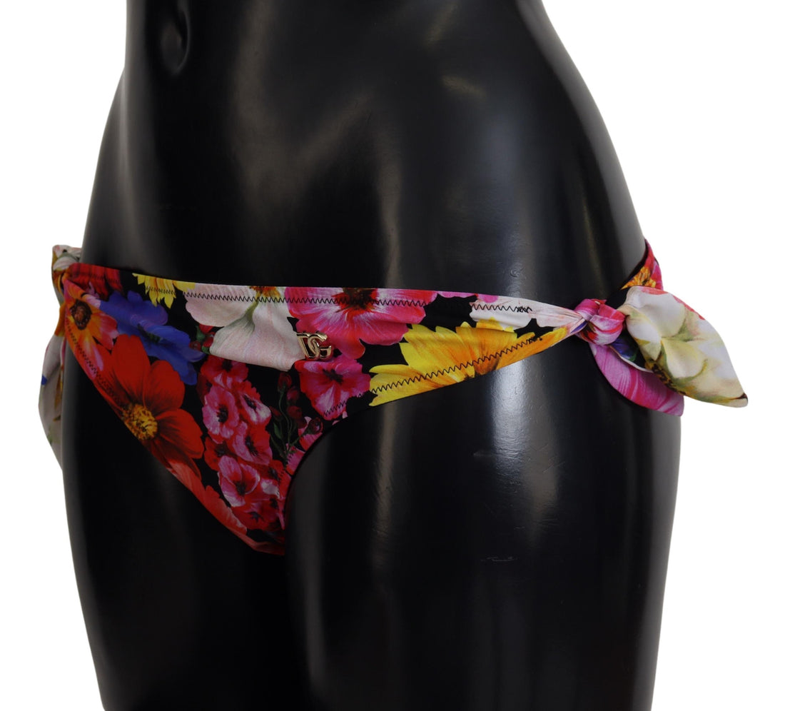 Dolce &amp; Gabbana – Schwarzer Badeanzug mit Blumenmuster und Bikinihose