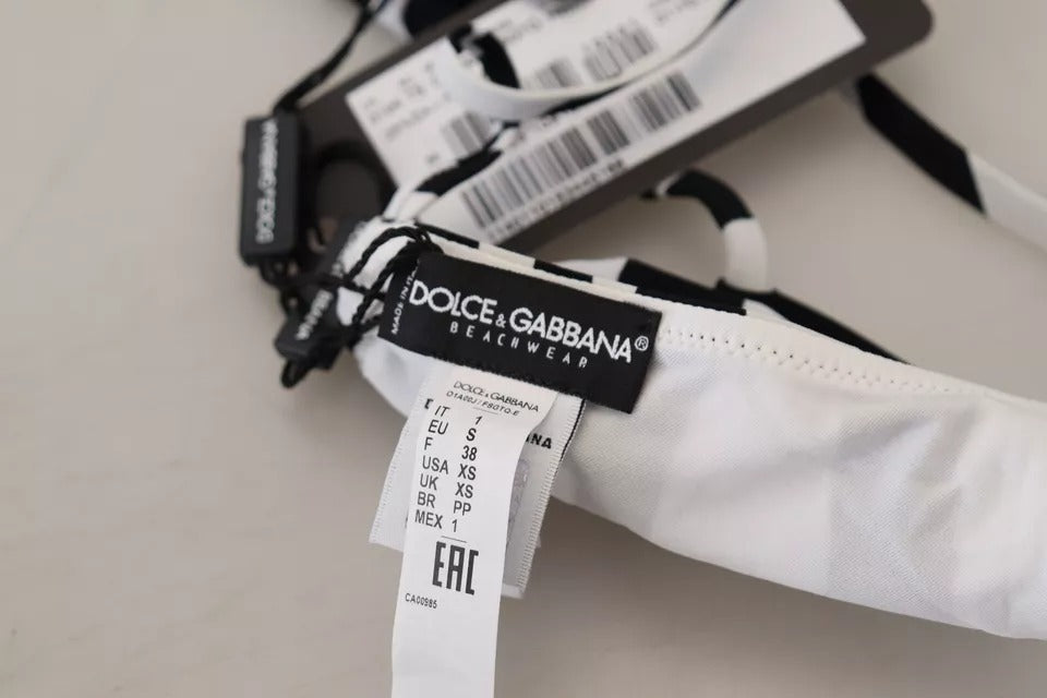 Dolce &amp; Gabbana – Neckholder-Bikinioberteil mit Zebramuster in Schwarz und Weiß