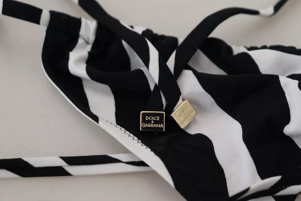 Dolce &amp; Gabbana – Neckholder-Bikinioberteil mit Zebramuster in Schwarz und Weiß