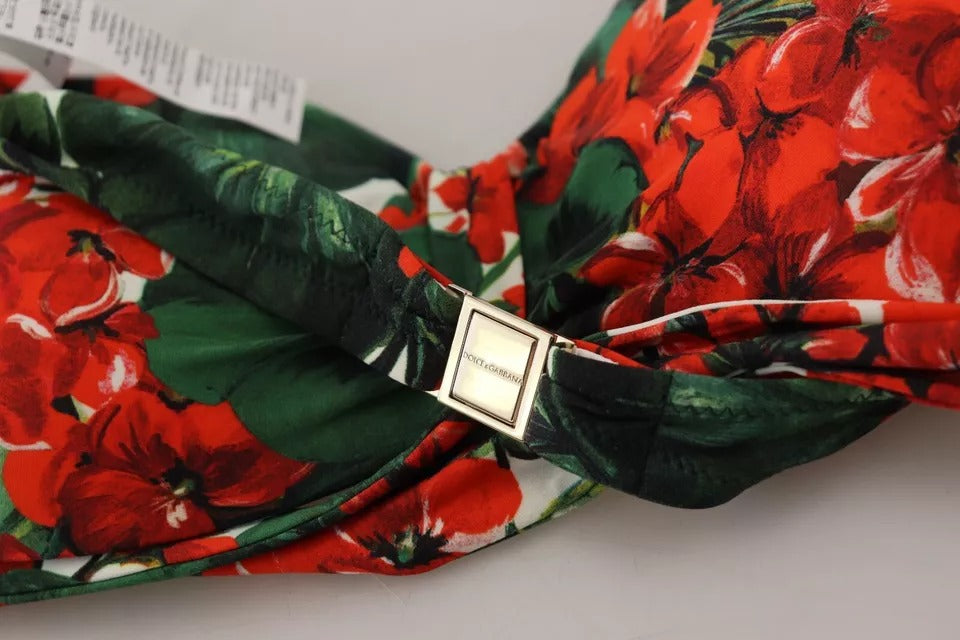 Dolce &amp; Gabbana – Mehrfarbiges Neckholder-Bikinioberteil in Geranien-Optik