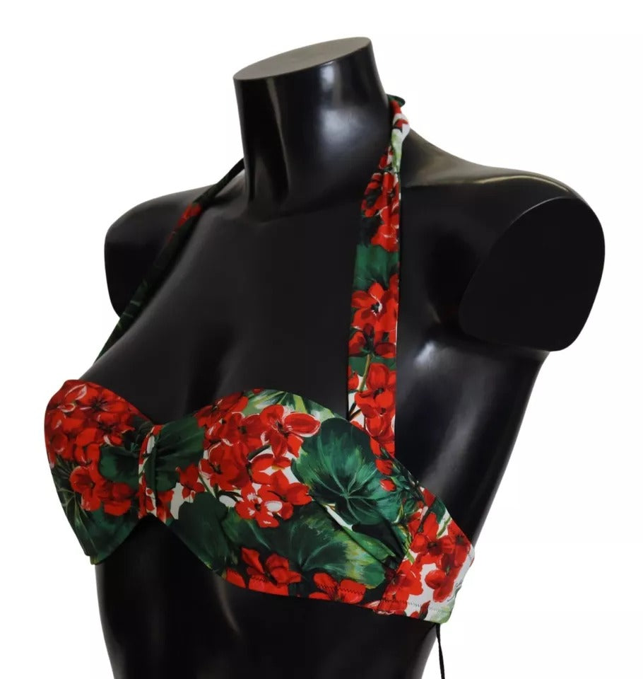 Dolce &amp; Gabbana – Mehrfarbiges Neckholder-Bikinioberteil in Geranien-Optik