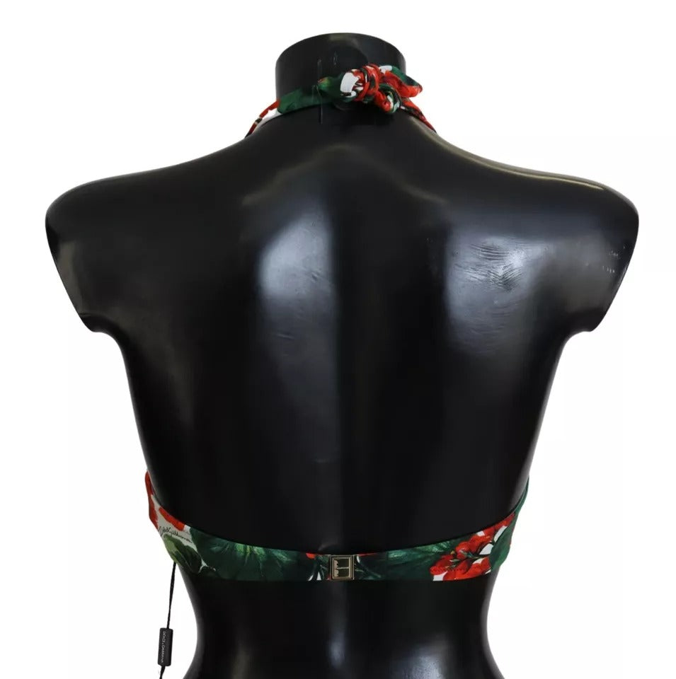 Dolce &amp; Gabbana – Mehrfarbiges Neckholder-Bikinioberteil in Geranien-Optik