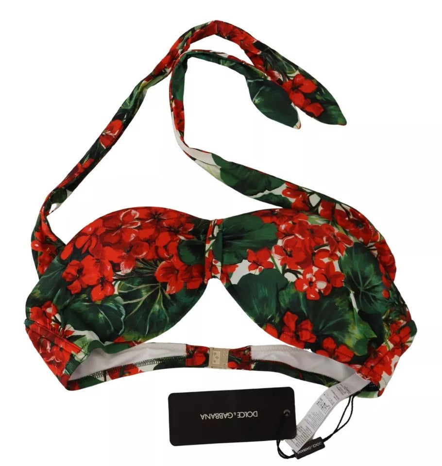 Dolce &amp; Gabbana – Mehrfarbiges Neckholder-Bikinioberteil in Geranien-Optik