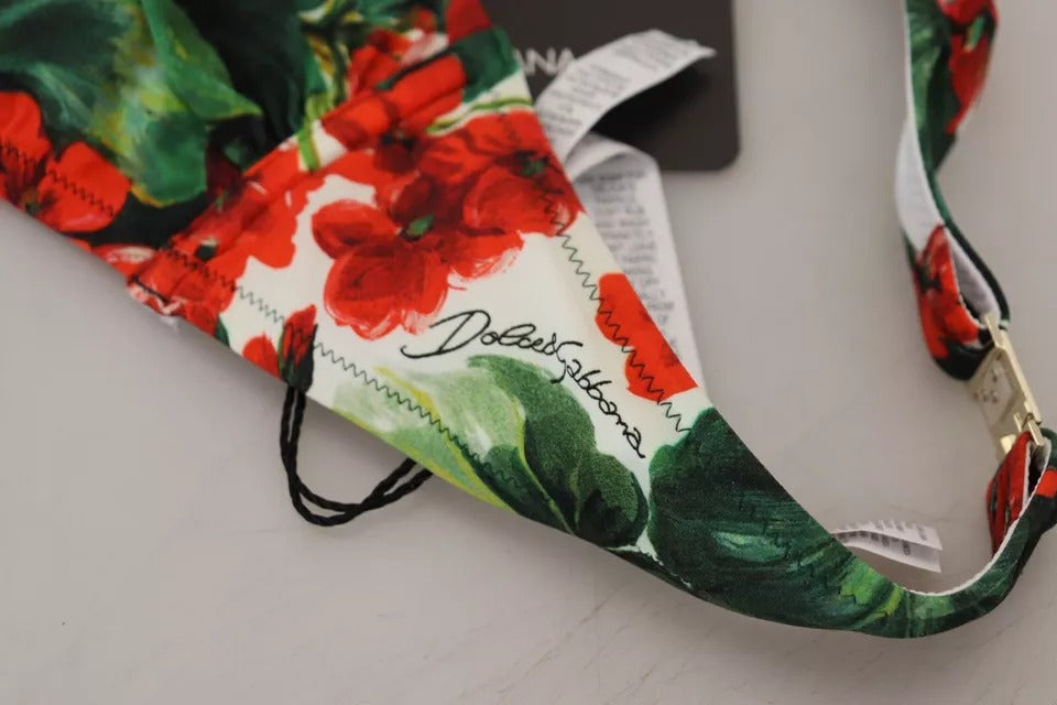 Dolce &amp; Gabbana – Mehrfarbiges Neckholder-Bikinioberteil in Geranien-Optik