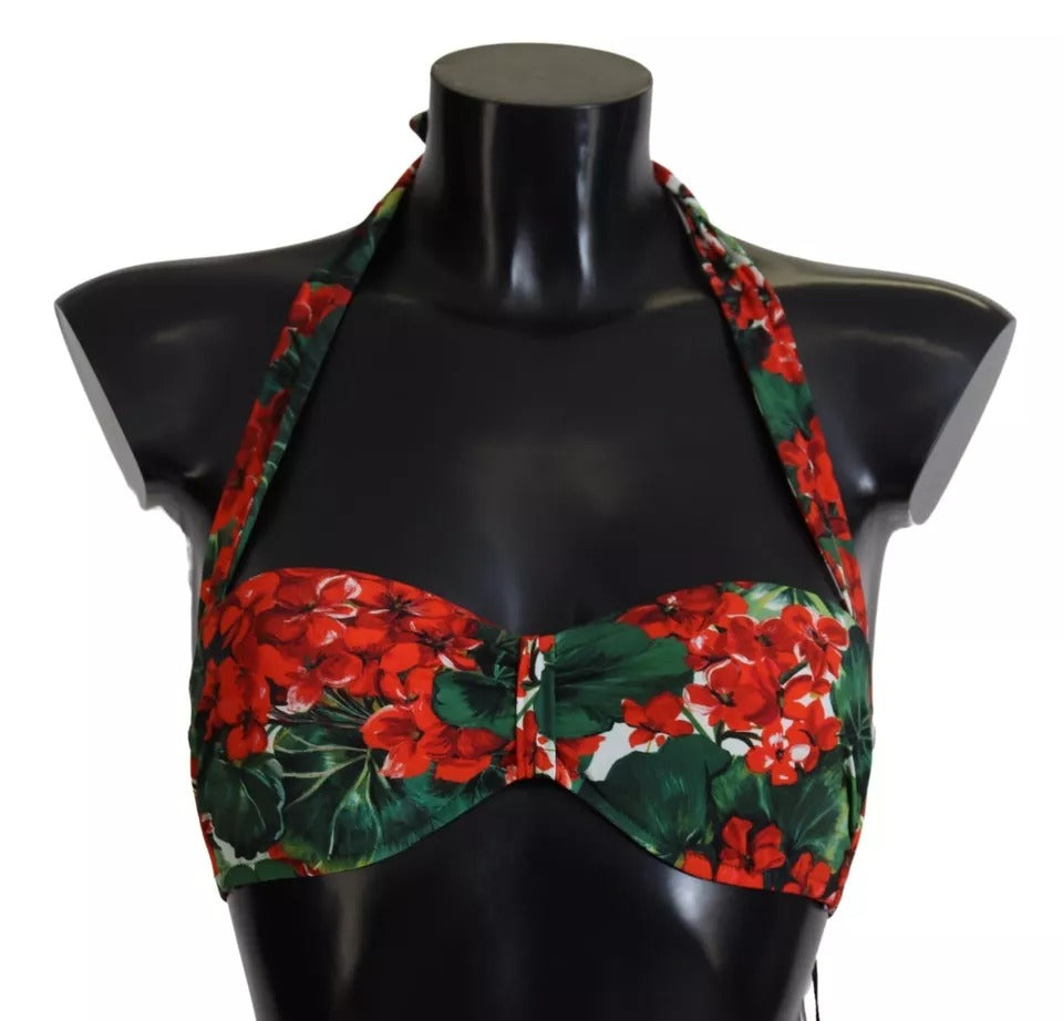 Dolce &amp; Gabbana – Mehrfarbiges Neckholder-Bikinioberteil in Geranien-Optik