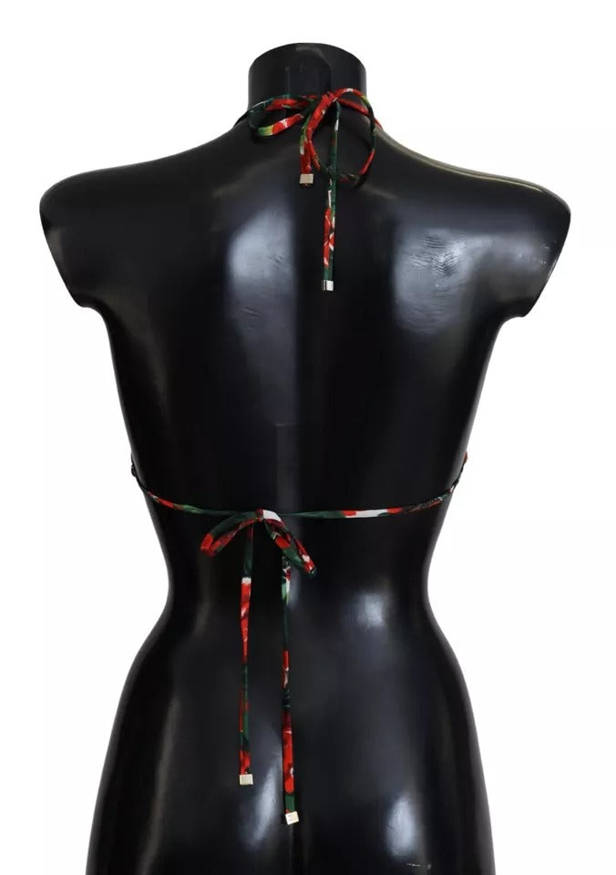 Dolce &amp; Gabbana – Mehrfarbiges Neckholder-Bikinioberteil in Geranien-Optik