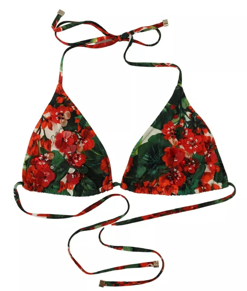 Dolce &amp; Gabbana – Mehrfarbiges Neckholder-Bikinioberteil in Geranien-Optik