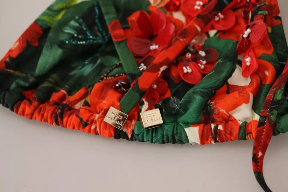 Dolce &amp; Gabbana – Mehrfarbiges Neckholder-Bikinioberteil in Geranien-Optik