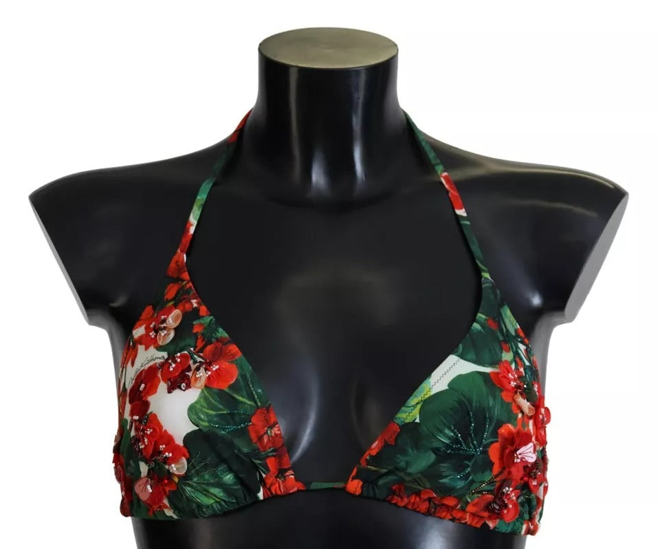 Dolce &amp; Gabbana – Mehrfarbiges Neckholder-Bikinioberteil in Geranien-Optik