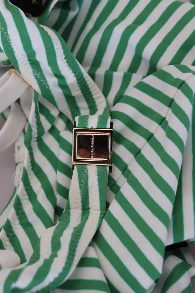 Maillot de bain une pièce Dolce &amp; Gabbana à rayures blanches et vertes