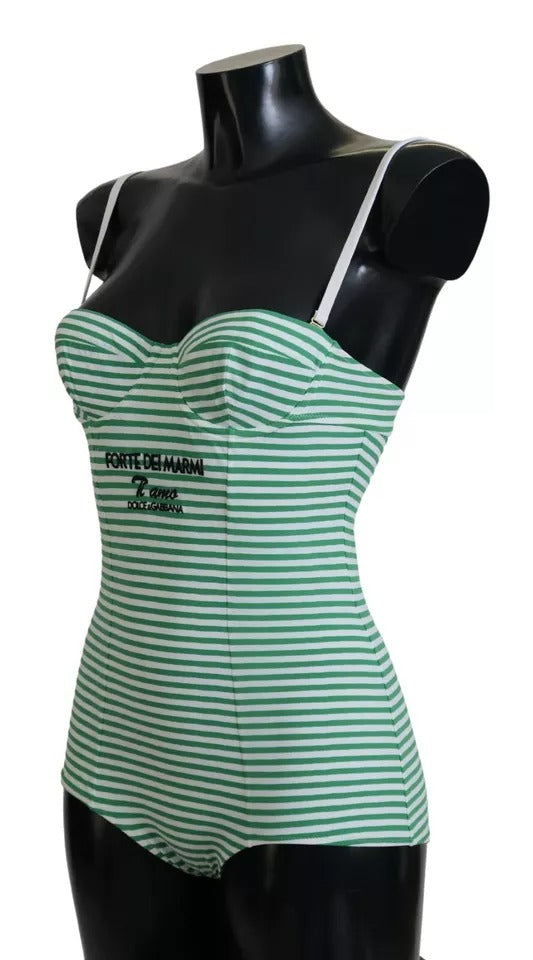 Maillot de bain une pièce Dolce &amp; Gabbana à rayures blanches et vertes