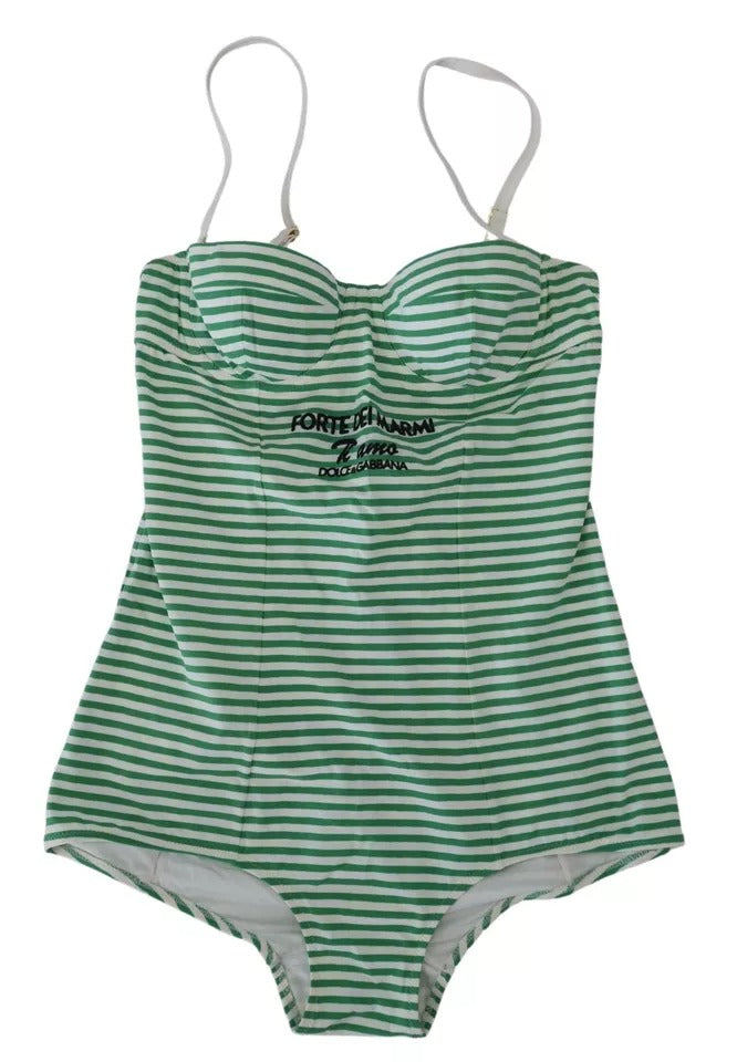Maillot de bain une pièce Dolce &amp; Gabbana à rayures blanches et vertes