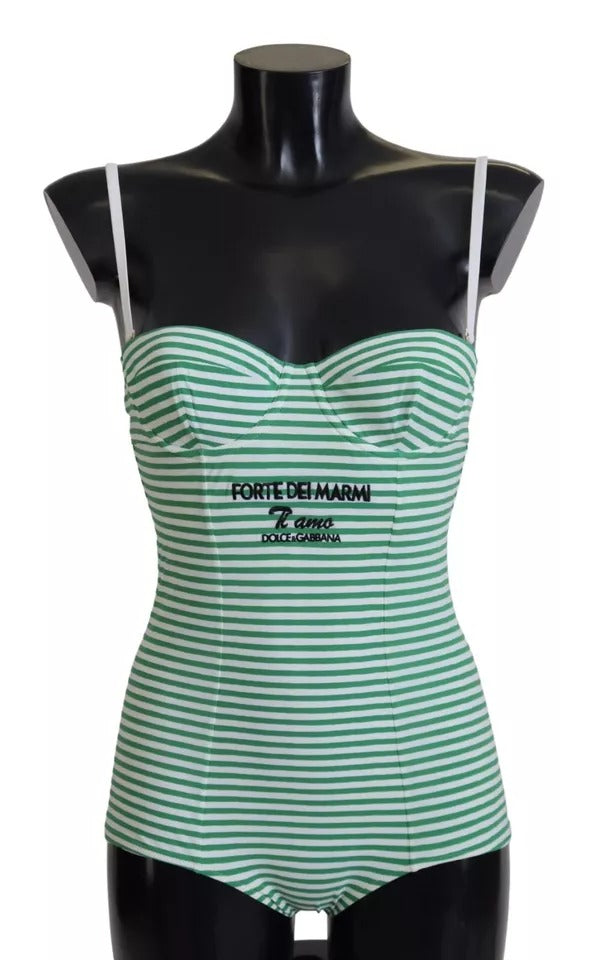Maillot de bain une pièce Dolce &amp; Gabbana à rayures blanches et vertes