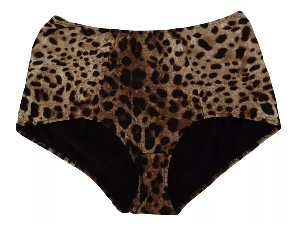Dolce &amp; Gabbana – Brauner Badeanzug mit Leopardenmuster, Bademode, Bikinihose