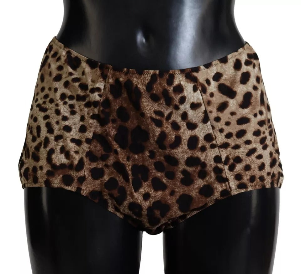 Dolce &amp; Gabbana – Brauner Badeanzug mit Leopardenmuster, Bademode, Bikinihose