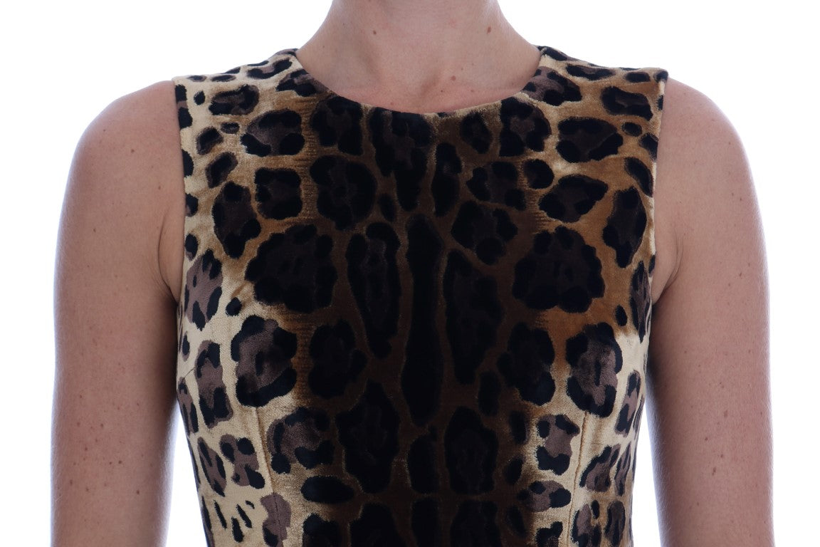 Robe fourreau mini léopard sans manches Dolce &amp; Gabbana