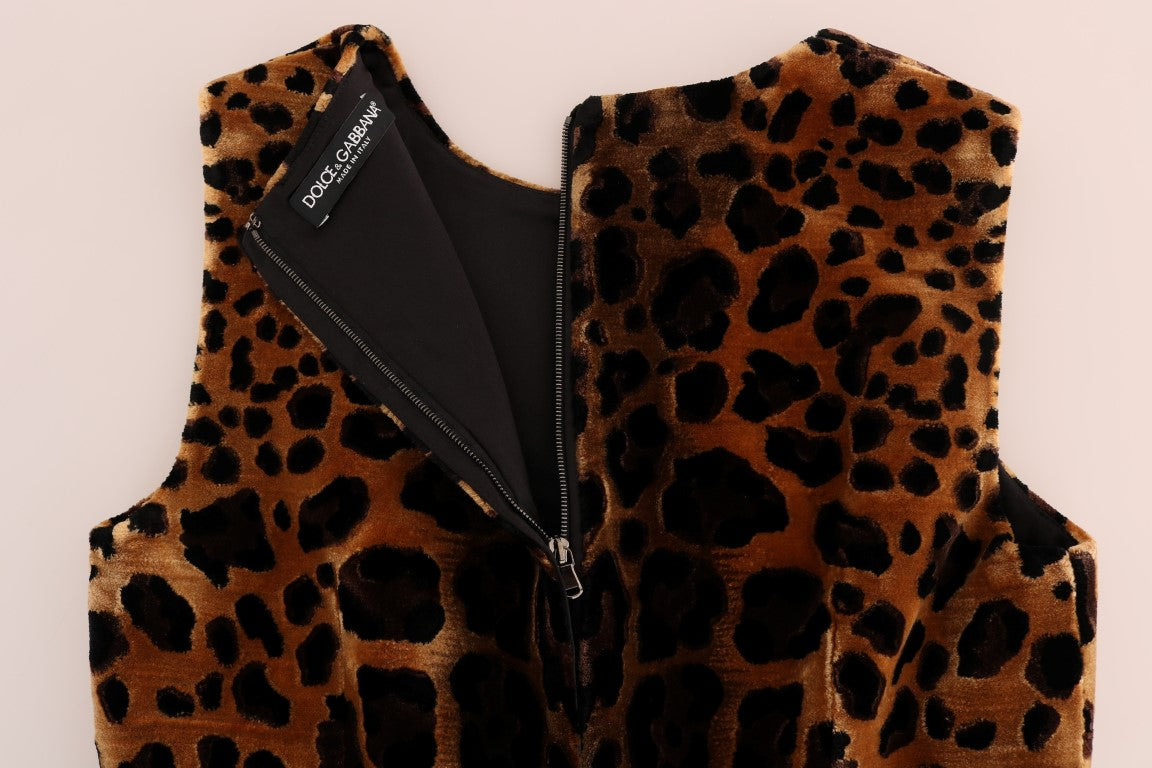 Robe fourreau mini léopard sans manches Dolce &amp; Gabbana