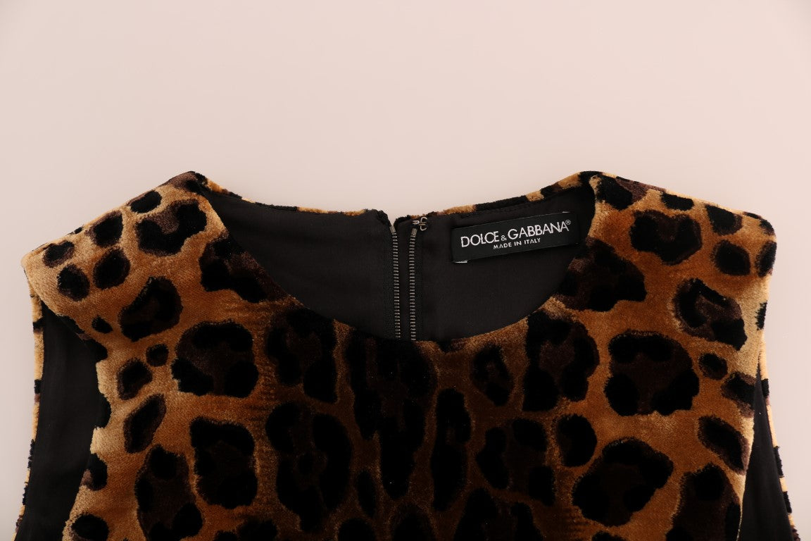 Robe fourreau mini léopard sans manches Dolce &amp; Gabbana